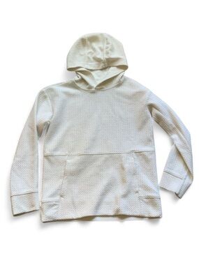 All In Motion Cream Waffle-Knit Hooded Pullover Top Girls Medium 8